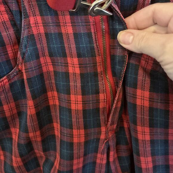 Plaid Y2K Punk Tapered Zip Fly Club Sportif De Paris Size 9 Red Belt 90s Black - Picture 3 of 6